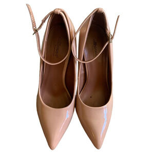 Dollhouse Women's Size 7 Four Inch Heels Pink Nude Ankle Strap Patent Leather